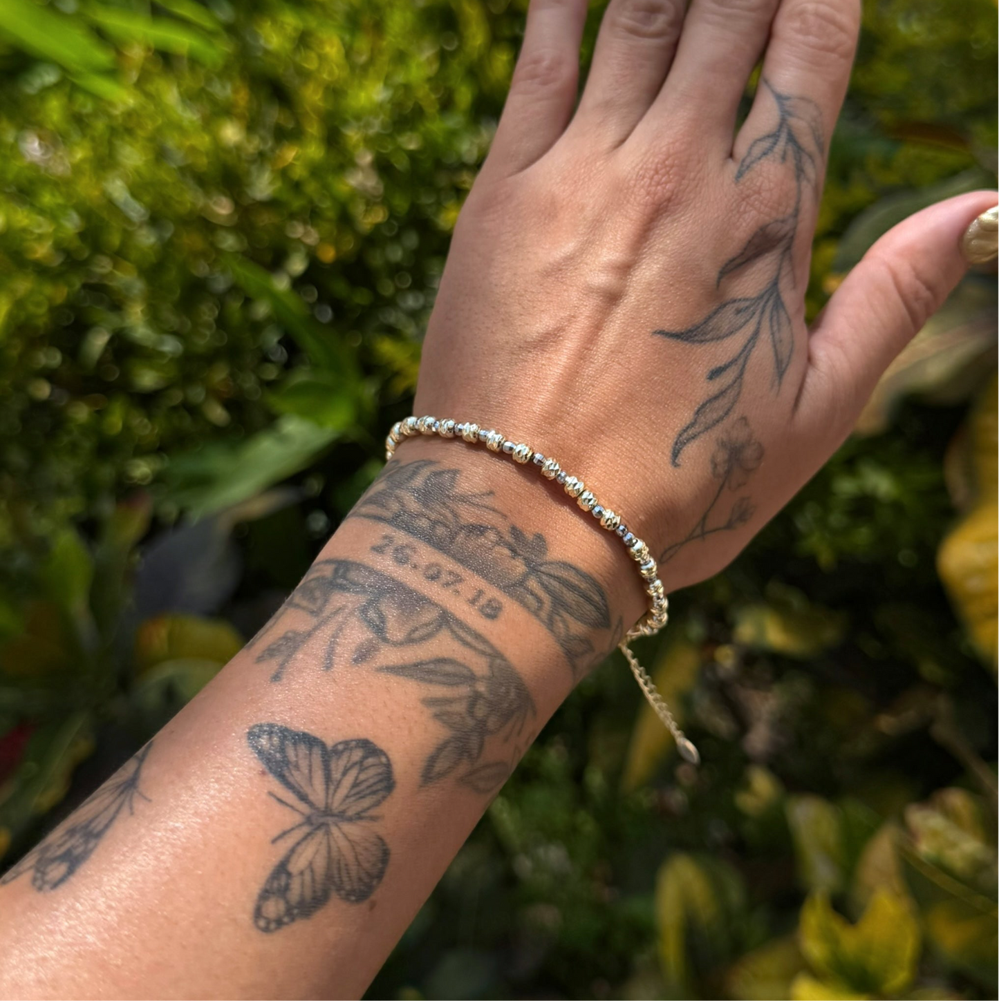 Pulsera con mini esferas bitono diamantadas