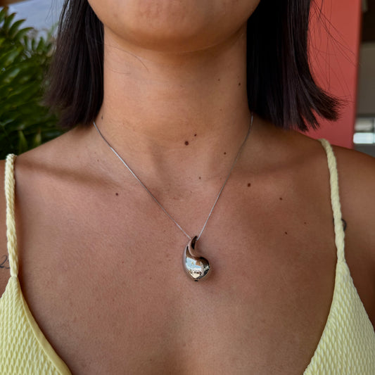 Collar plateado de gota chunky
