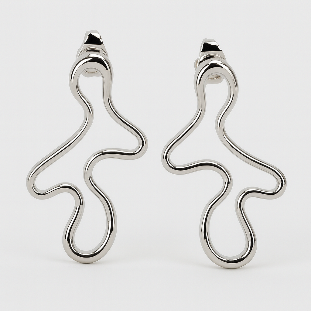 Aretes abstractos ondulados plata