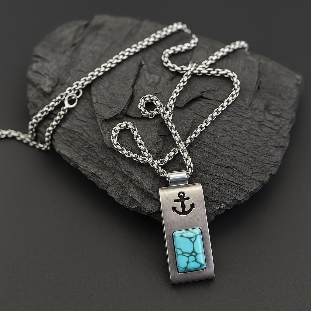 Cadena con dije de piedra turquesa
