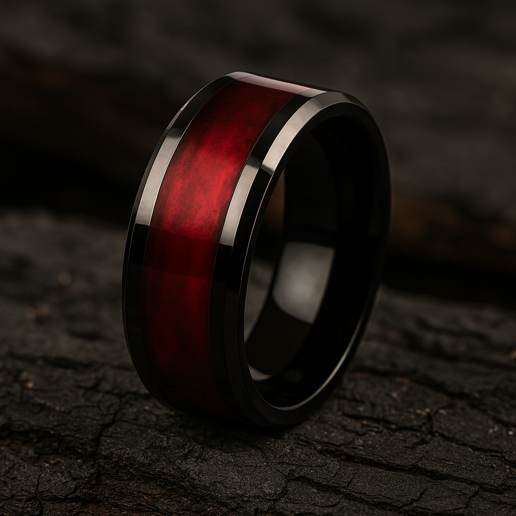 Anillo argolla con diseño de franja roja