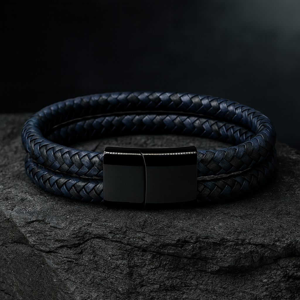 Pulsera extensible de piel y sistema de imán