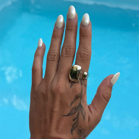 Anillo geométrico doble esfera