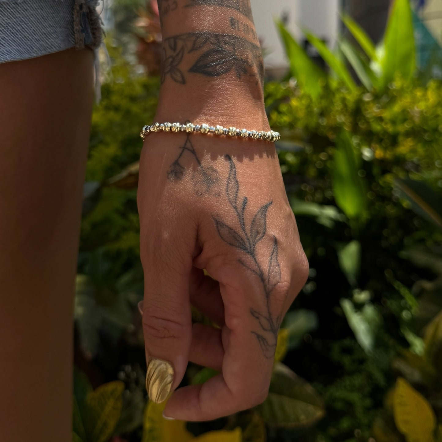 Pulsera con mini esferas bitono diamantadas