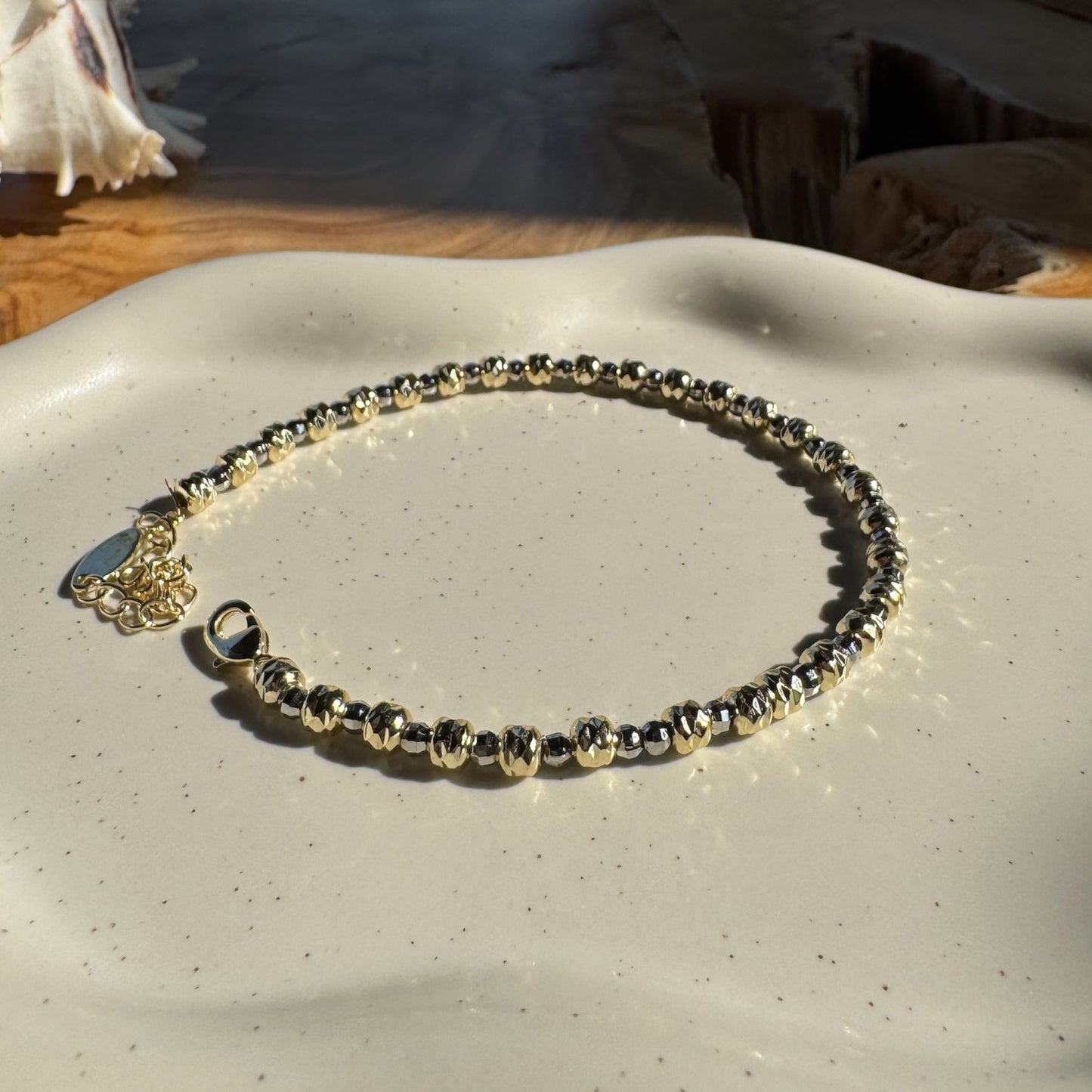 Pulsera con mini esferas bitono diamantadas