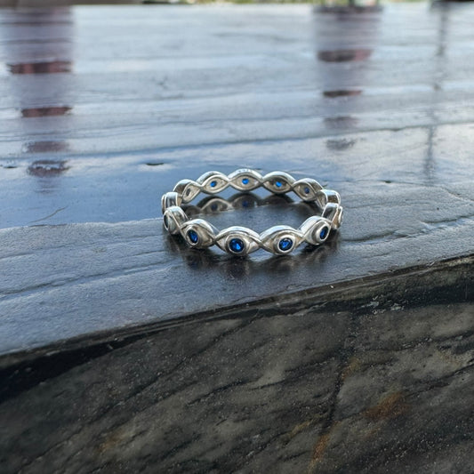Anillo ojo turco con piedra azul