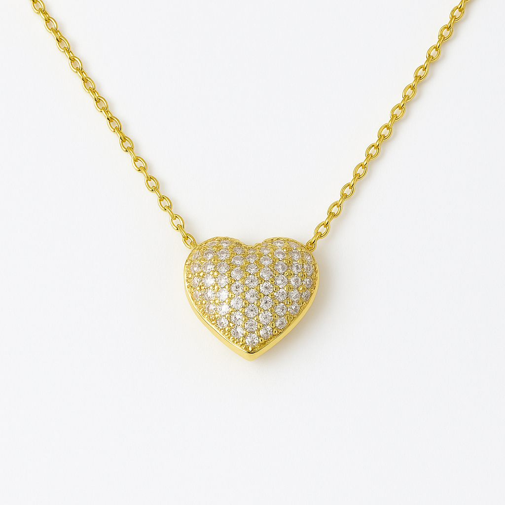 Gargantilla con dije de corazón y piedra de circonia