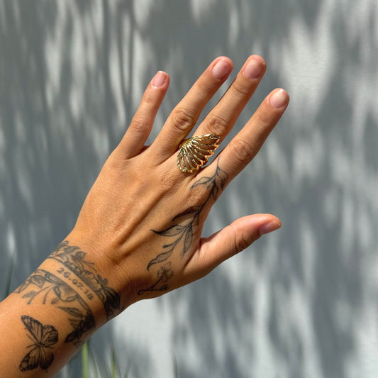 Anillo ajustable de ala diamantada