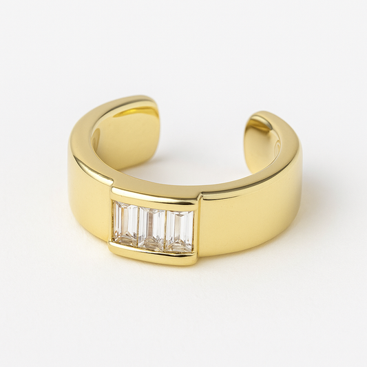 Ear cuff con tres circonias rectangulares