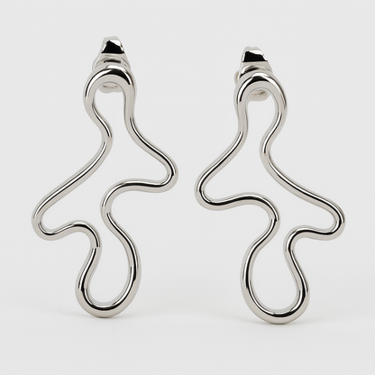 Aretes abstractos ondulados plata