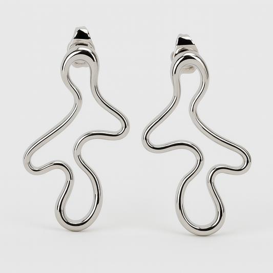 Aretes abstractos ondulados plata