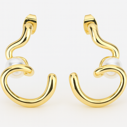 Aretes ondulados con tipo perla