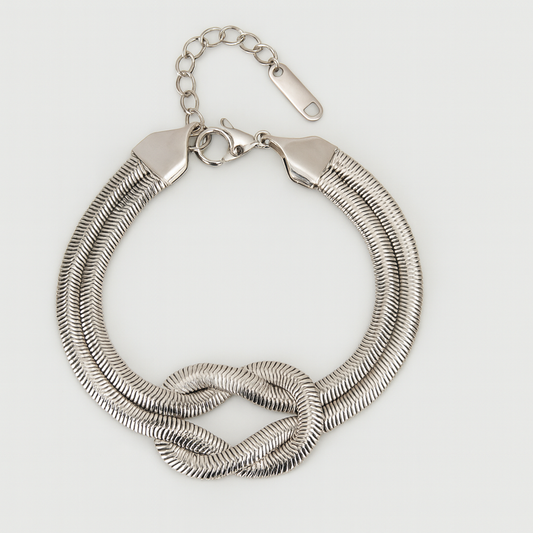Pulsera cola de rata plana con nudo