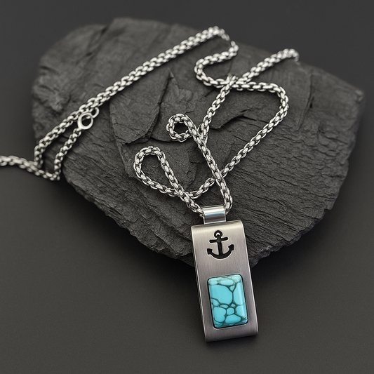 Cadena con dije de piedra turquesa