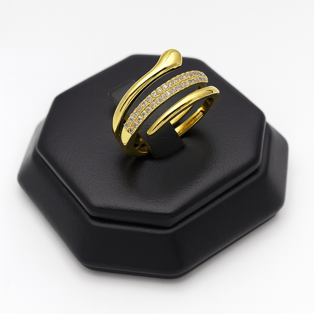 Anillo ajustable de serpiente con ojitos verdes