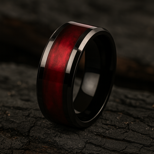 Anillo argolla con diseño de franja roja