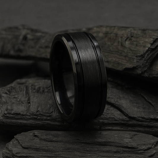 Anillo argolla en acero negro