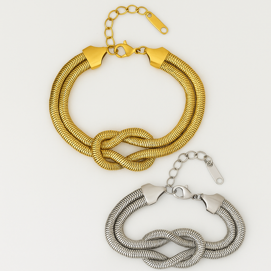 Pulsera cola de rata plana con nudo