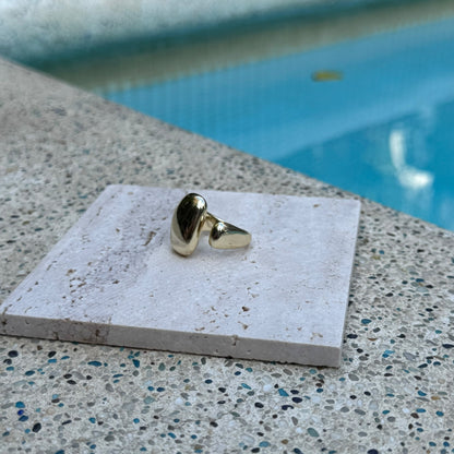 Anillo geométrico doble esfera