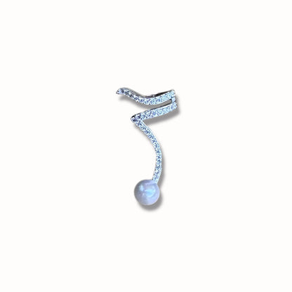 Ear cuff ondulado con perla