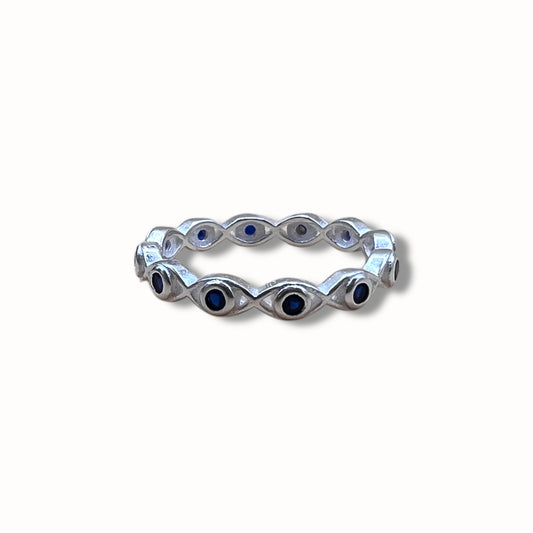 Anillo ojo turco con piedra azul