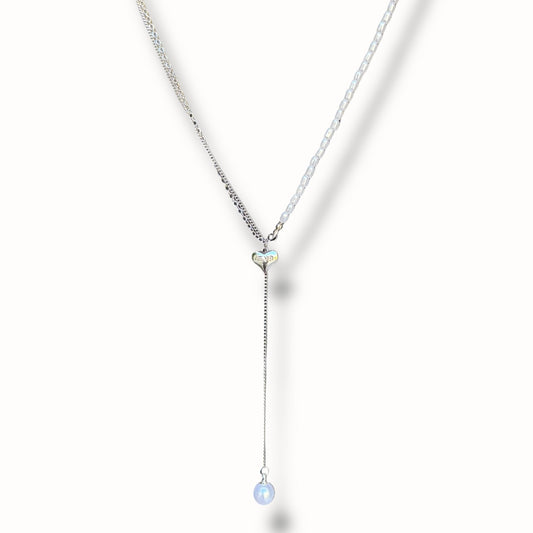 Collar lariat corazón & perla