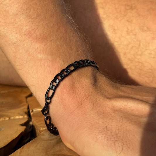 Pulsera de caballero estilo Fígaro 3x1 diamantado
