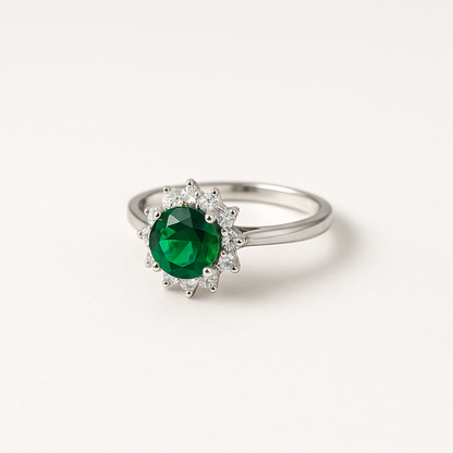 Anillo flor piedra zirconia