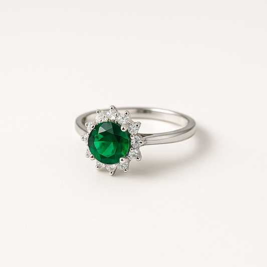 Anillo flor piedra zirconia