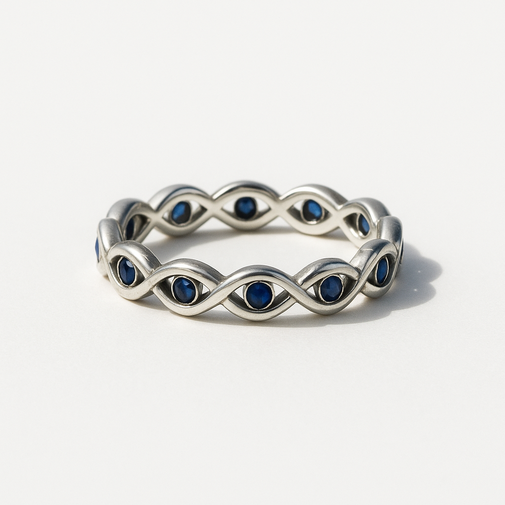 Anillo ojo turco con piedra azul