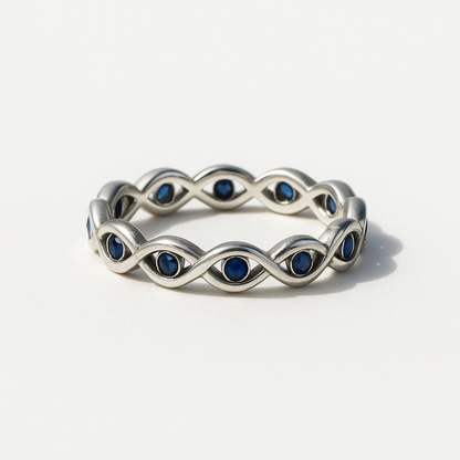 Anillo ojo turco con piedra azul