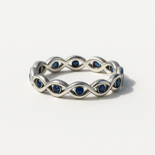 Anillo ojo turco con piedra azul