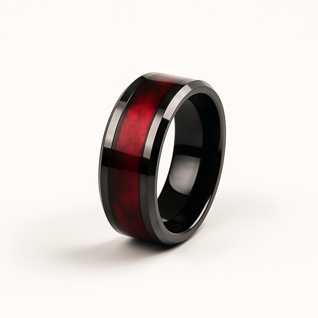 Anillo argolla con diseño de franja roja