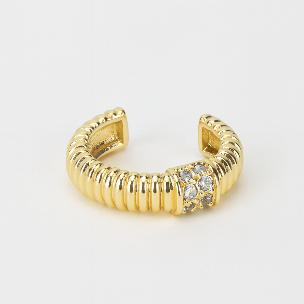 Ear cuff acanalado con circonias